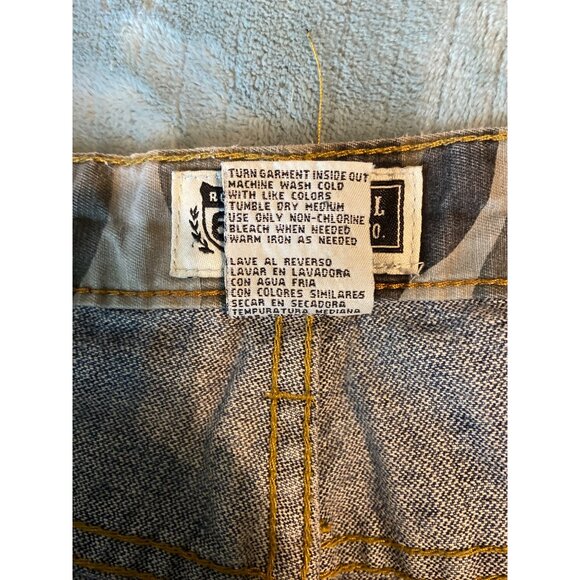 Route 66 Men’s Distressed Flared Jeans Camo Pocket 34x34 Grunge Y2K Retro - Picture 5 of 9